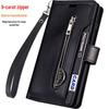 Multi-Function Leather Phone Case for iPhone 14, 13 Pro, Samsung S23U with Nine-Carat Zipper