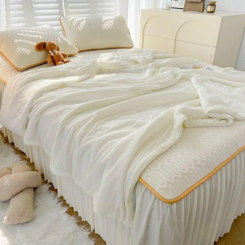 Летний комплект прохладных простыней из латекса, благоприятный для кожи, моющийся, кондиционер, юбка-кровать, нескользящие защитные чехлы для матраса