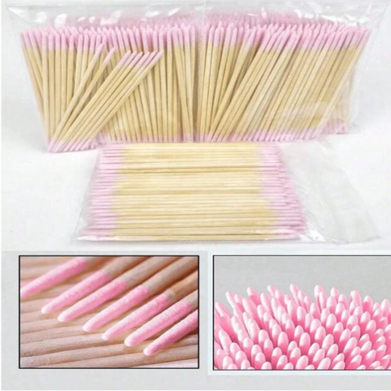 100/200/300/500 шт. Деревянные палочки с двумя головками для чистки ногтей, фиолетовые двухсторонние ватные палочки для чистки, средство для снятия лака для ногтей