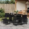 VidaXL 9pcs Garden Dining Set Black Cushions Wicker 3211675