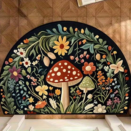 Half Circle Mat, Indoor Mat Creative Door Mat Mat Home Decoration Anti Slip Floor Mat Bedroom Outdoor Decoration Area Mats