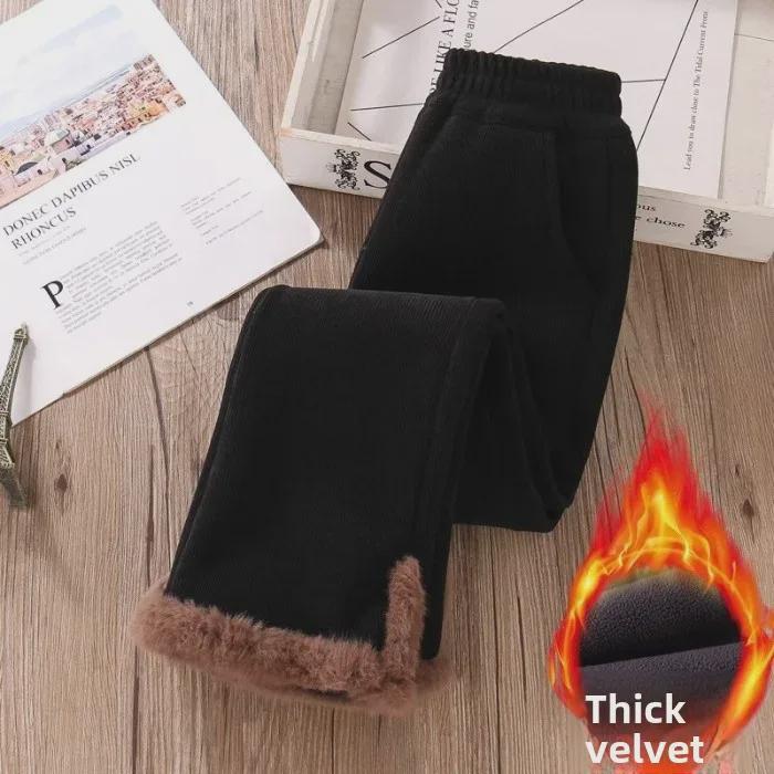 Модные прямые повседневные брюки на бархатной подкладке для девочек 2023 года для детей старшего возраста