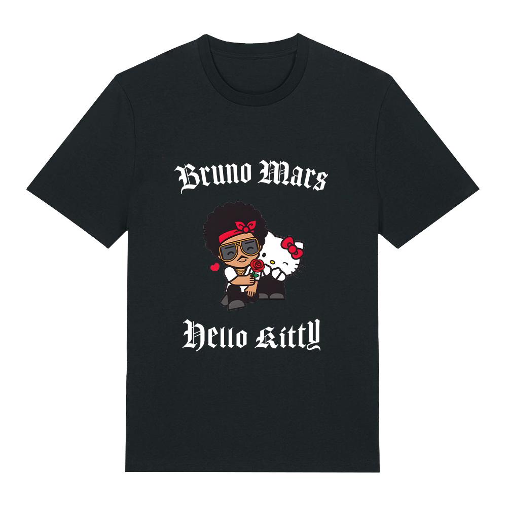 Bruno Mars Hello Kitty The Romantic Tour 2026 Graphic Shirt Simple Letter Print Tshirt women Men Fashion Casual Cotton Short Sleeve O Neck Tops