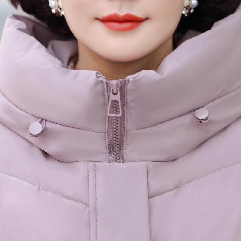 Plus Size Middle Age Women's Long Down Coats Winter Vintage Parkas Hooded Elegant Thick Warm Puffer Jackets Woman Outerwears