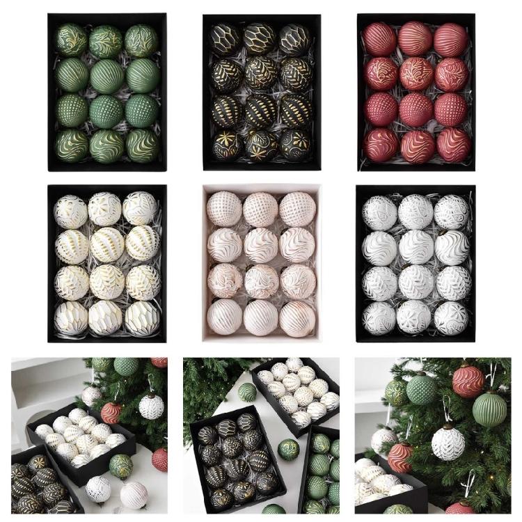 12 шт. Мерцающие елочные шары 8 см Небьющиеся елочные шары Подвесные украшения для елки Венка Каминной полки