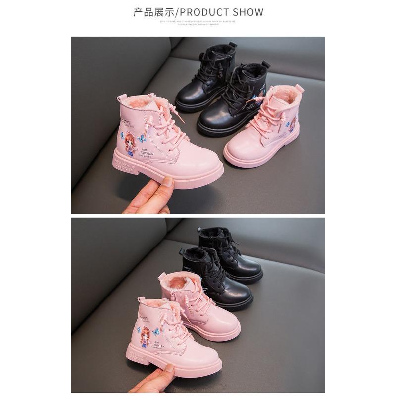 Модные милые туфли для девочек, зимние новые детские короткие ботинки, кожаные ботинки для принцессы
