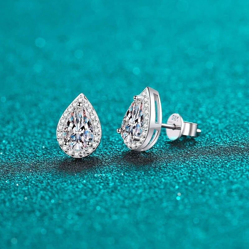 D Color 5*8mm 1ct Pear Shape Cut Moissanite Earrings for Women Party Birthday Wedding Gift Jewelry S925 Sliver Earring with GRA