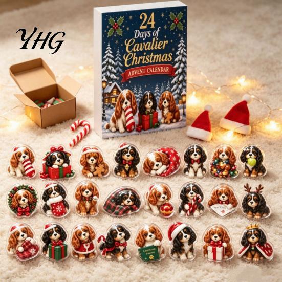 Puppy Advent Calendar 2026 Christmas Dog Calendar, 24 2D Acrylic Ornaments Countdown to Cartoon Festive Pendants for Tree, Holiday Party Home