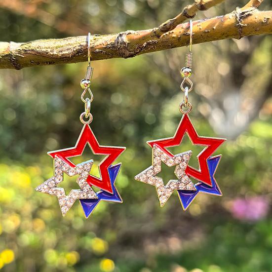 USA Flag Earrings for Women, Patriotic Red White Blue Earrings, American Flag Dangle Drop Earrings, 4th of July Independence Day