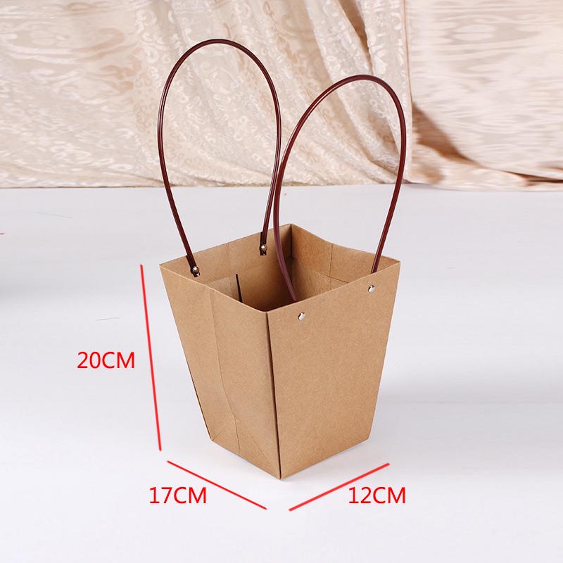 Главная Цветочная крафт-бумага для упаковки цветов Водонепроницаемая подарочная трапециевидная сумка