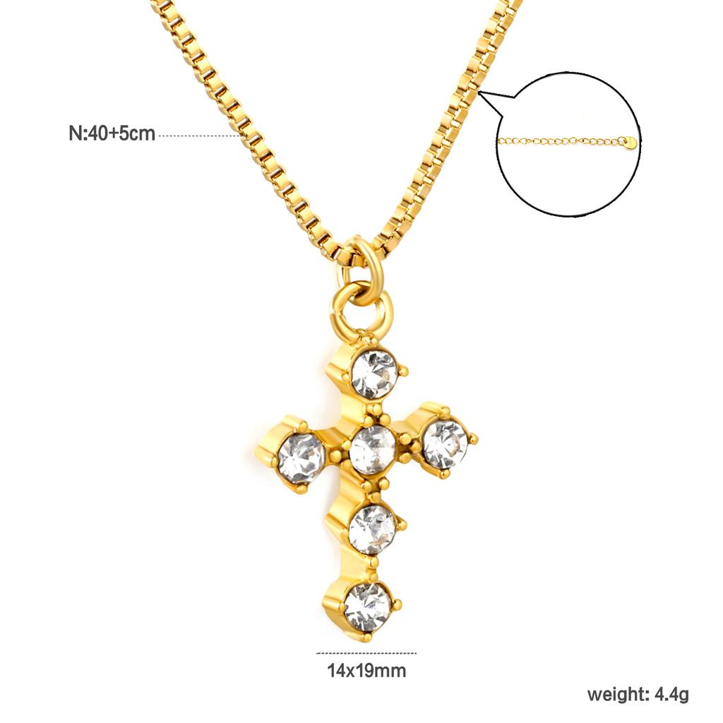 Zircon Cross Pendant Necklace Light Luxury Fashion Jewelry Gift for Women Delicate Collarbone Chain