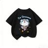 Summer Children Crew Neck T Shirt Fashion Cartoon Print Cute Street Style Tops Doraemon Boys Girls Outfit 314Y