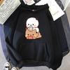 Couple Bubu Dudu Drink Bubble Tea Print Women Hoodie Fall Winter Sweatshirt Harajuku Loose Long Sleeve Fleece Soft Hooded Tops