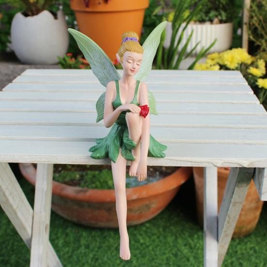 Фигурка Феи цветов Юшэн, расписанная, сидящая, статуэтка феи, садовая скульптура феи для украшения комнатных и уличных кашпо, бонсай