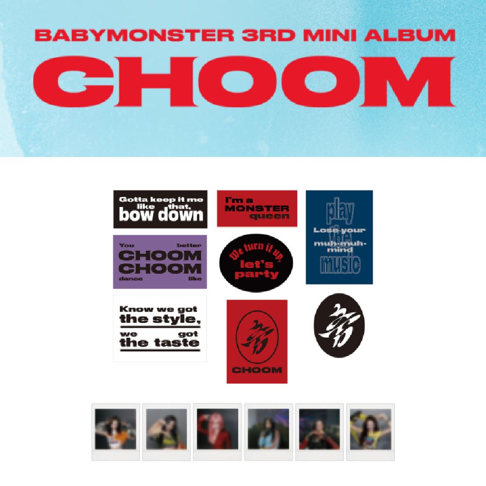 BABYMONSTER CHOOM Набор стикеров с текстом песен + Мгновенное фото