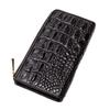 [Revetta] Crocodile Leather Long Wallet, L-Shaped, Men's, Genuine Leather, Round Zipper, Black, Matte Finish, with Gold Python Interior [081-5crw]