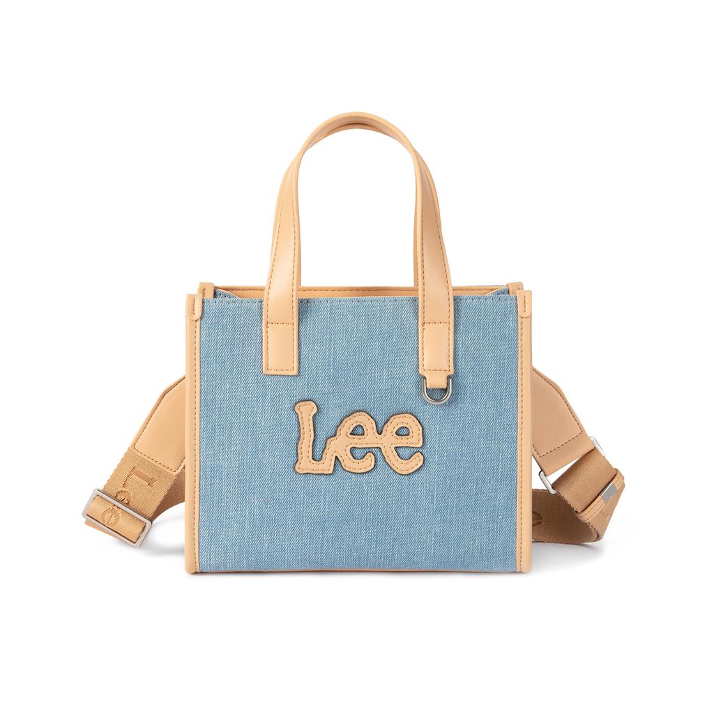 New Lee Fabric+Artificial Leather Tote Shoulder Bag, Crossbody Bag, Handbag Regular Women's Light Denim Blue LE240074M-521
