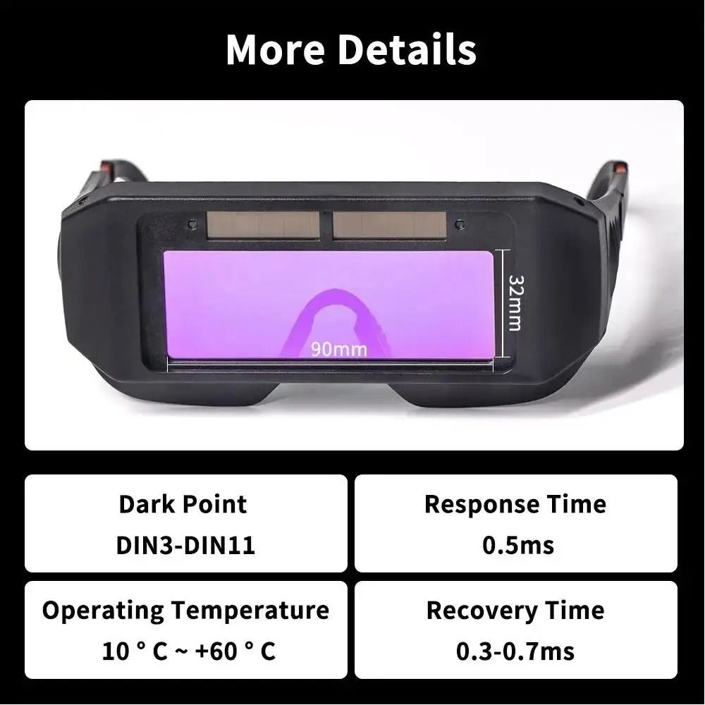 Eye Protection Automatic Dimming Eyeglass Large View Brazing Eyewear Argon Arc Welding