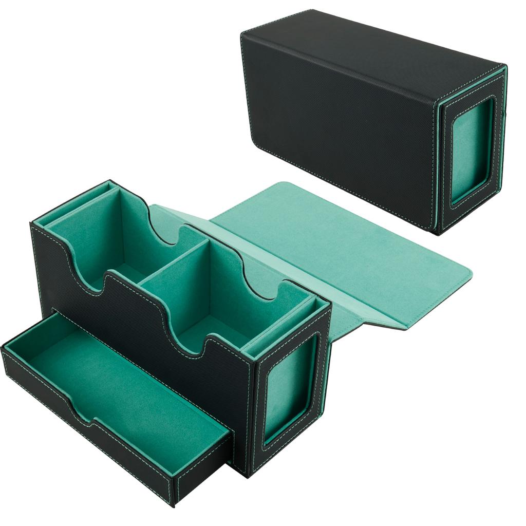 Коробка для хранения колоды карт, большая вместимость TCG MTG, прочный держатель для бейсбольных карт, настольные игры, коробка для колоды Magic Commander с лотком для игральных костей