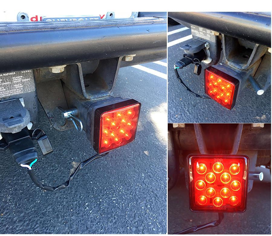 2" Крышка приемника фаркопа 12LED Красный стоп-сигнал Трубчатая крышка со штифтом