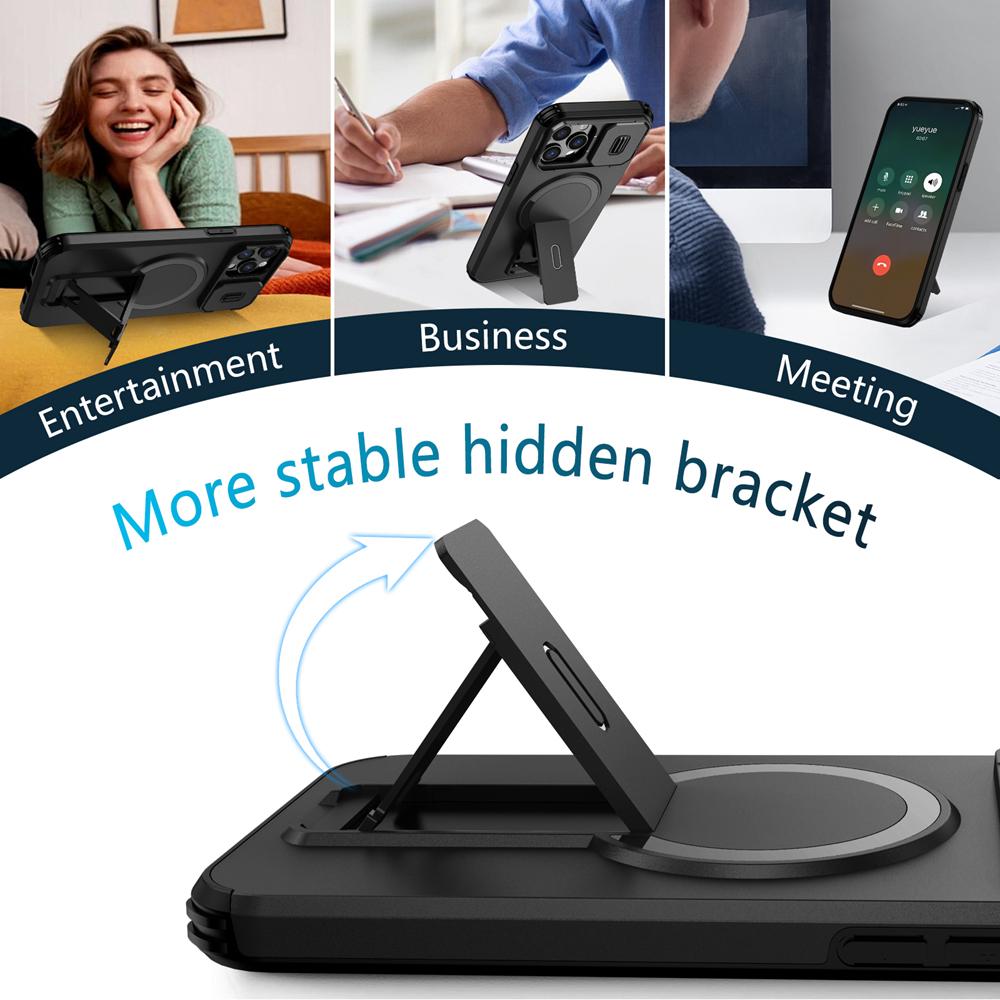 KEYSION Противоударный магнитный чехол для iPhone 11 12 Pro Max Сдвижная защита объектива камеры Подставка Беспроводная зарядка Задняя крышка телефона