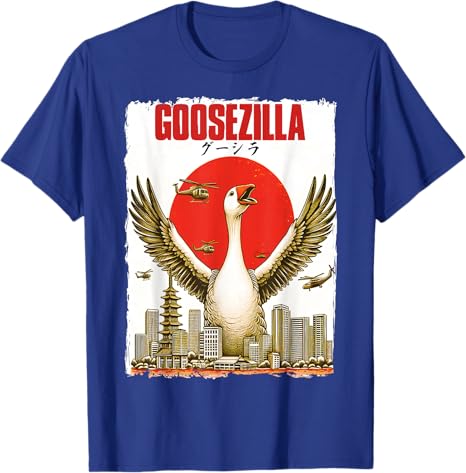 Humorous Goose GooseZilla Parody Japanese Art City Goose TShirt Funny Art Graphic Outfit Novelty Gift Streetwear Saying Tee Top