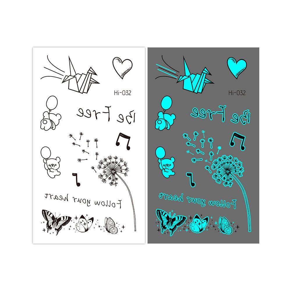 Star Feather Men Women Tattoo Sticker Blue Luminous Fake Tattoo Temporary Tattoos Body Art