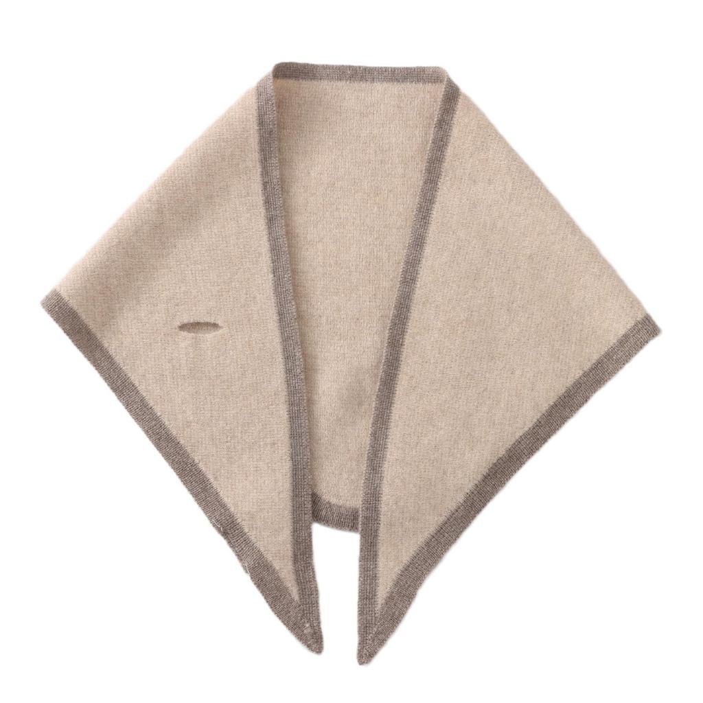 Women's 100% Pure Cashmere Triangle Scarf: Stylish and Warm Perforated Neck Gaiter for Autumn/Winter