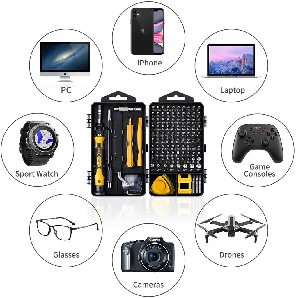 Комплект для ремонта компьютера, набор магнитных отверток для ноутбука 122 в 1, набор прецизионных отверток, набор малых ударных отверток с футляром