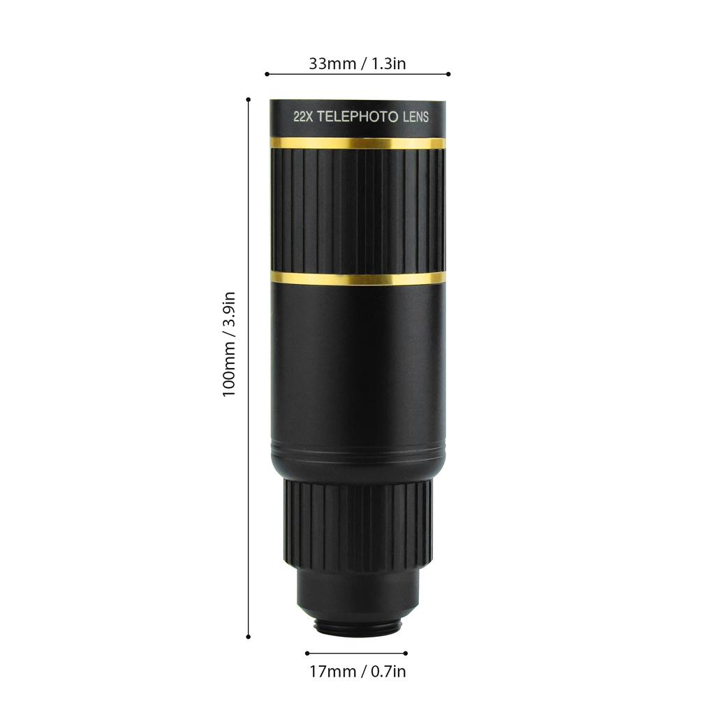 22X Phone Telephoto Lens Kit with Phone Holder Lens Clip Eyecap Cleaning Cloth Mini Tripod for