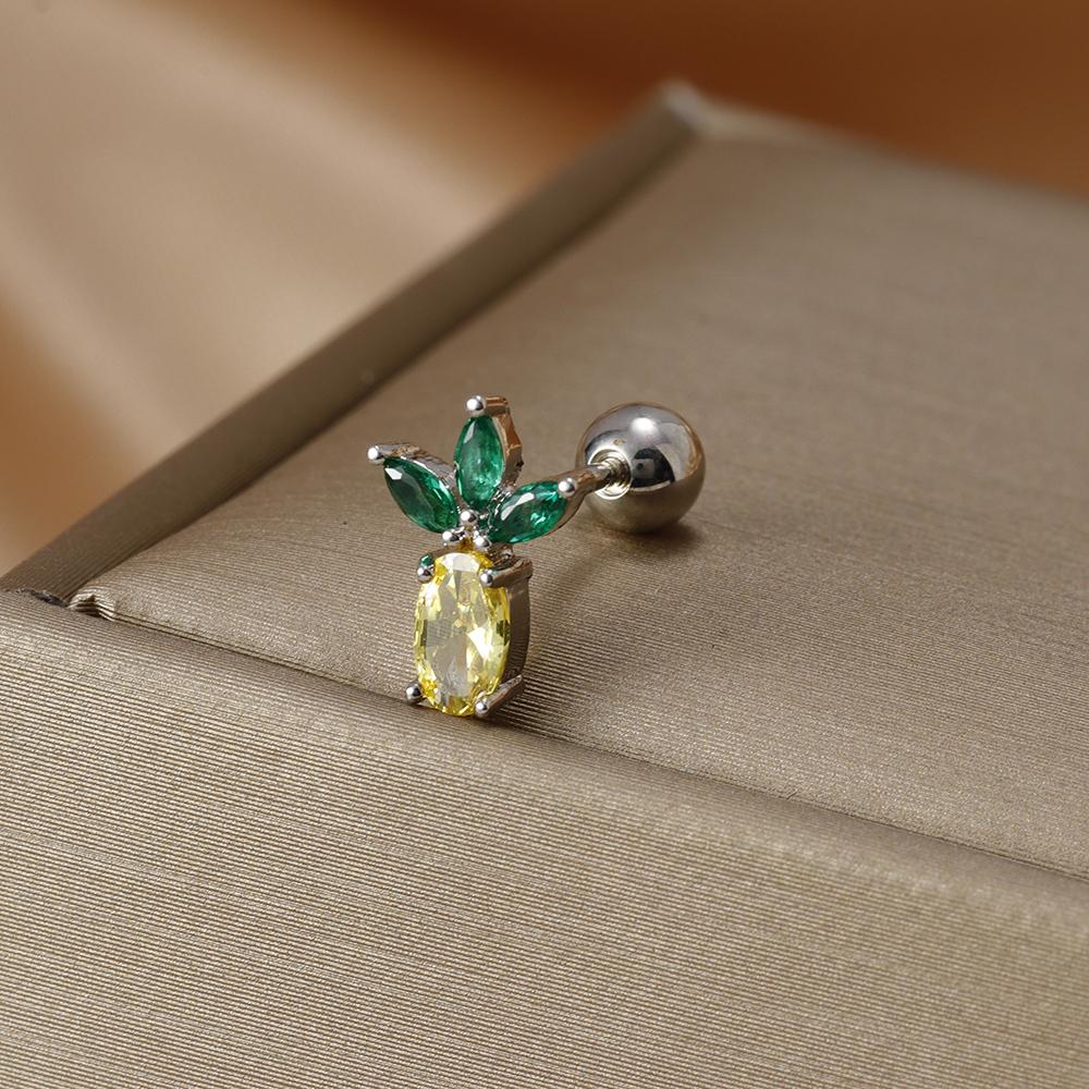 Fashion Stainless Steel Mini Zirconia Stud Earrings For Women Luxury Cute Fruits Helix Tragus Piercing Earrings Party Jewelry