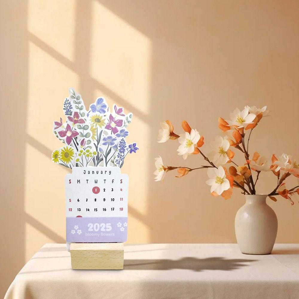 Декор офисного стола Цветущие цветы Настольный календарь Ваза Форма настольный перекидной календарь для школы и офиса