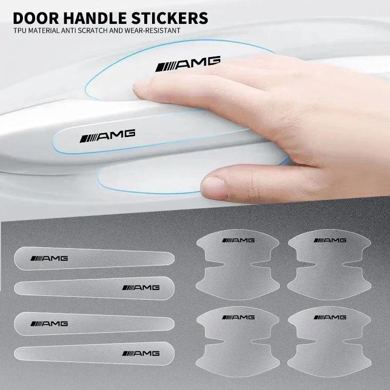 RAT2 8Pcs Invisible Car Door Bowl Handle Anti-collision Protective Sticker For Mercedes Benz AMG W124 W202 W203 W204 W210 W211