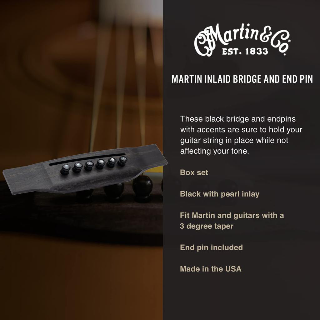 MARTIN 18APP42 Bridge Pin End Tweezer Set & Black/Pearl