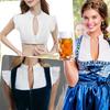 Women Beer Suit Stand Collar Flying Short Sleeve Buttons Placket Traditional Bodywear