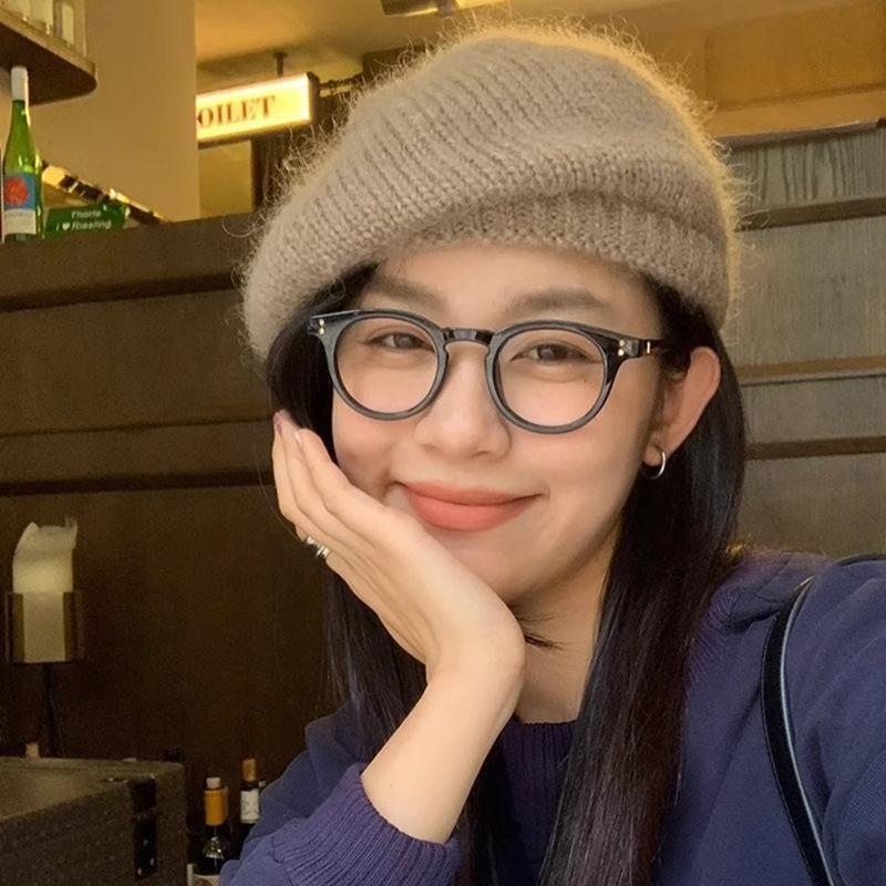 Женская Мода Зимний Берет Однотонный Вязаный Эластичный Теплый Берет Шапка Бини Корейская Девушка Художник Художник Защита от Холода Тыквенные Шапки