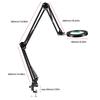Three stage folding Magnifying Glass with Light and Clamp 3 Color Modes Stepless Dimmable Flexible Swing Arm 72 LED Desk Lamp