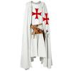 Mens Medieval Knight Crusader Templar Surcoat Halloween Costume with Hooded Cap Cloak Robe Cosplay Renaissance S-6XL