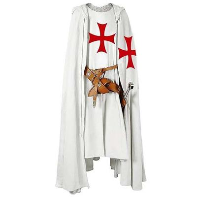 Мужской средневековый рыцарь крестоносец тамплиер сюрко на Хэллоуин костюм с капюшоном плащ мантия косплей ренессанс S-6XL