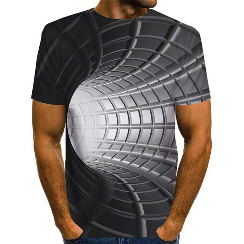 Funny Illusion Graphic T Shirt for Men 3D Printed Art Optical T-shirt Ropa Y2k Tops Harajuku Fashion Street Tees Womens Clothing