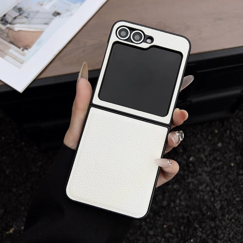 Однотонный кожаный чехол с узором «ли Чи» для Samsung Z Flip 7 flip7 Flip 6 Galaxy Z Flip 6 5 4 3 Защита камеры Чехол