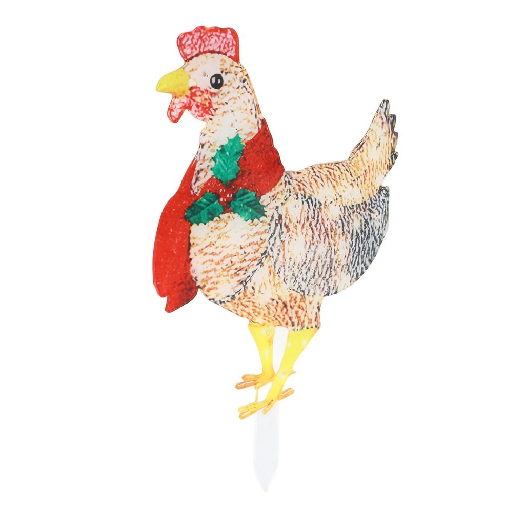 Xmas Chicken Shape Decorative LED Lights Light Up Xmas Decor with Scarf for Indoor Outdoor Room Yard
