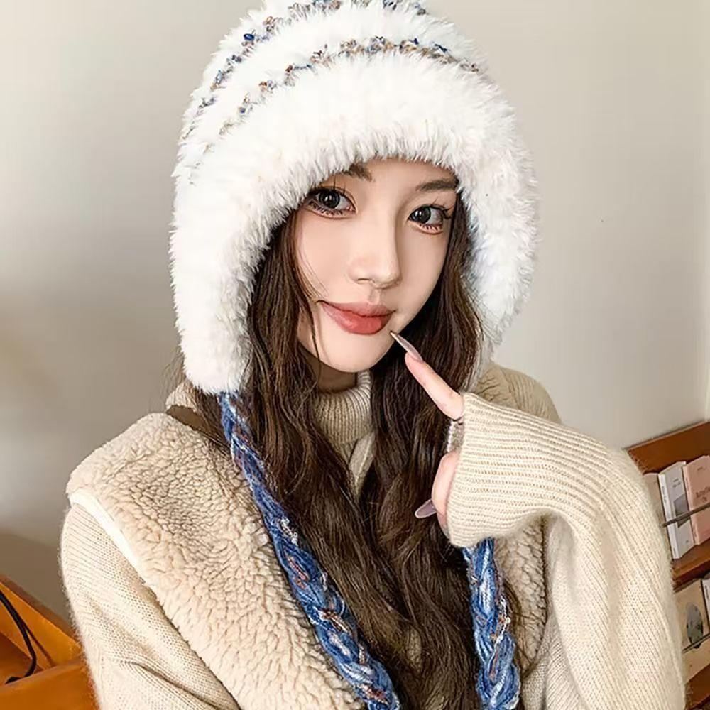 Cute bear ears cat bow plush hat women's autumn and winter warm ear protection Lei Feng hat domestic sales