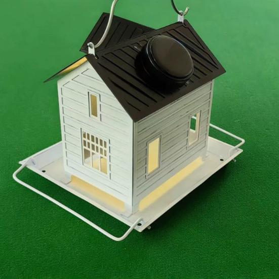 Bird Feeder Hanging Metal Bird House Feeder with Solar Lights Outdoor Lantern