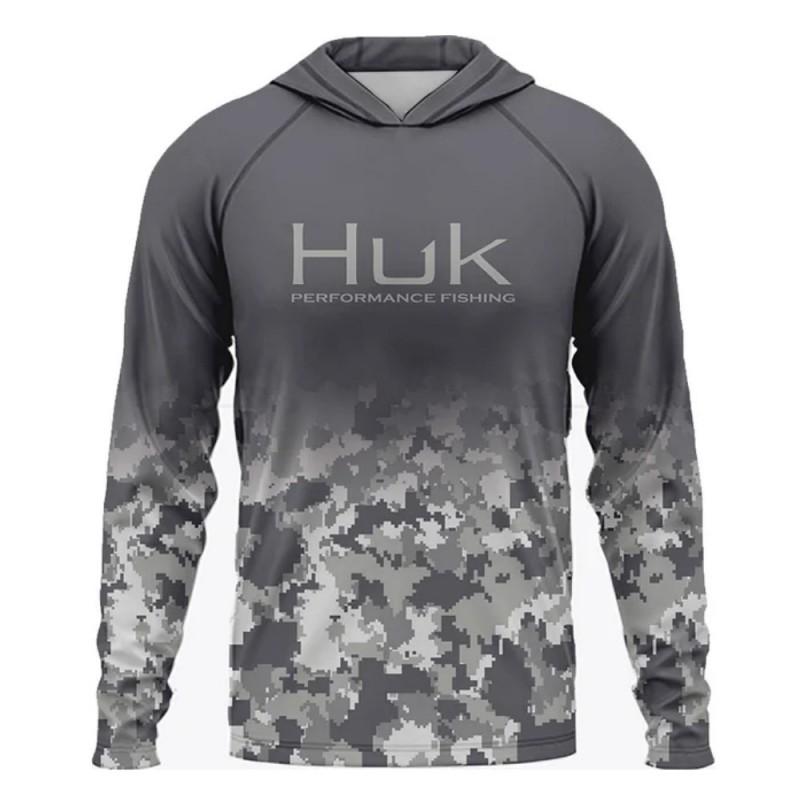 HUK Mens Outdoor Fishing Hoodie Lightweight UPF50 Long Sleeve Sun Protection Shirt