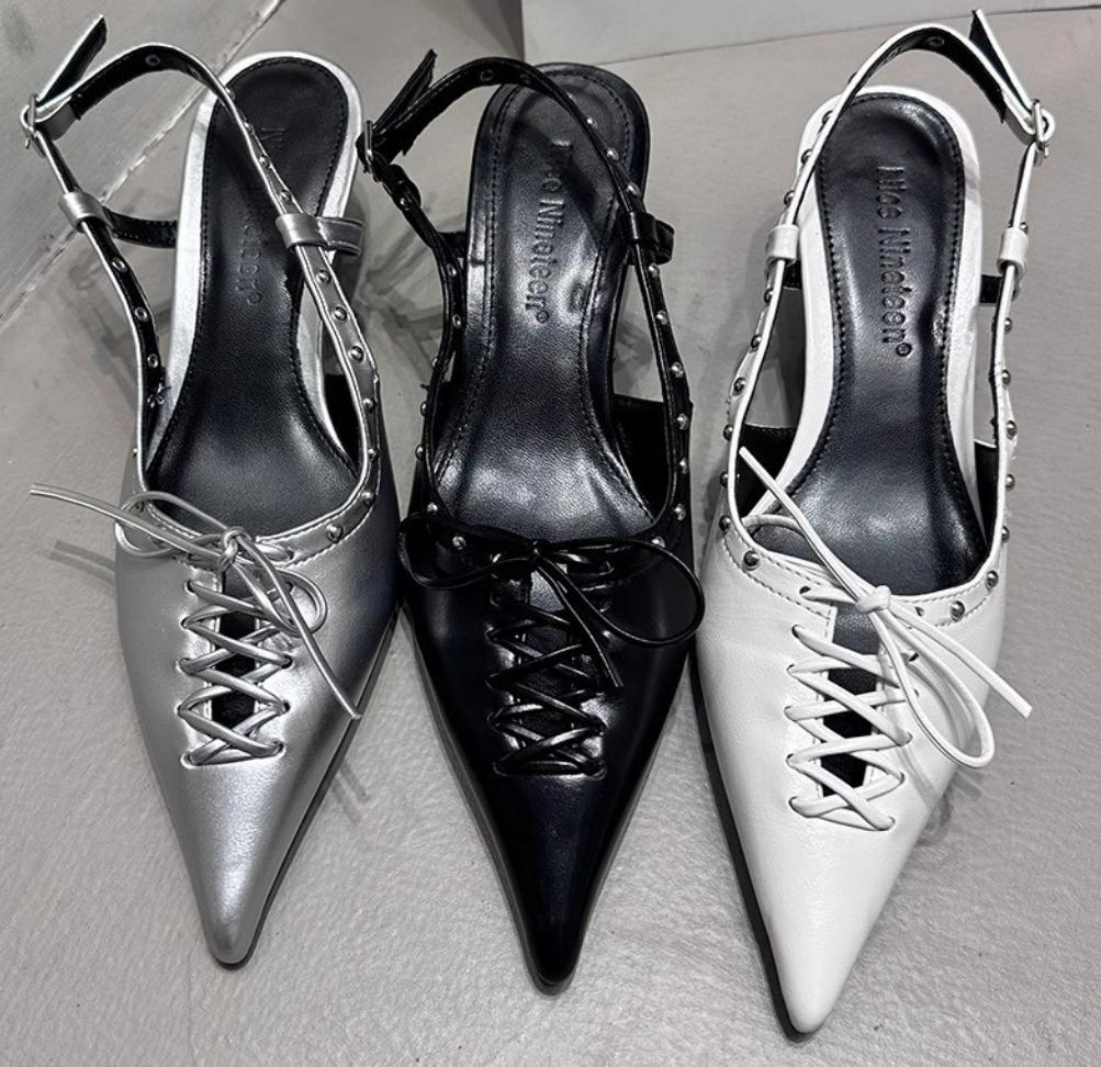 Pointed Toe Pumps Sandals Ladies High Heels Shoes Female Summer Shallow Fashion Lace Up New In Elegant Woman Heeled Shoes 2026