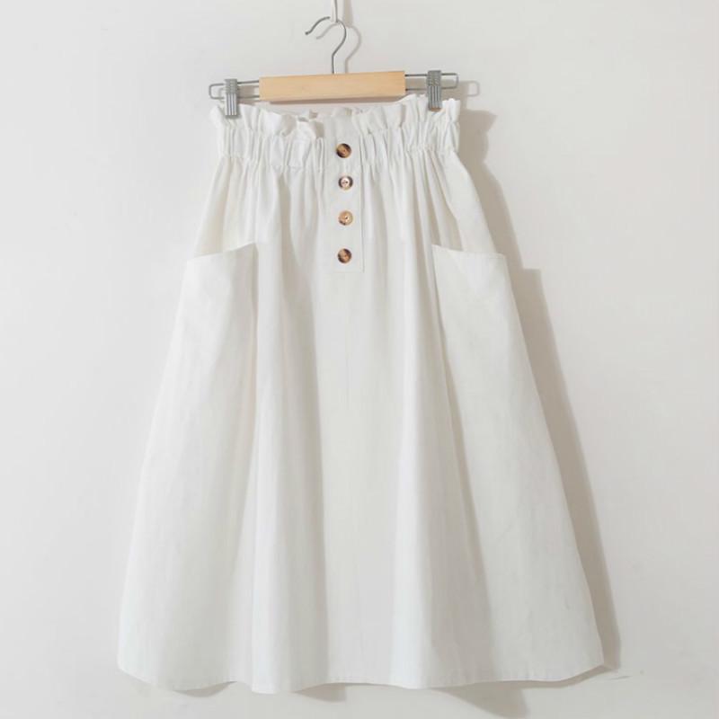 Женская повседневная юбка с высокой талией, однотонное винтажное удобное длинное платье на пуговицах