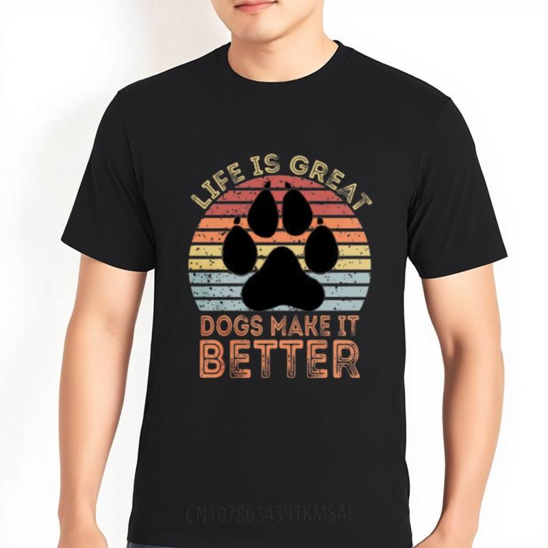 Tshirts For Unisex Workout Unisex Summer T Shirt Casual Life Is Great Dogs Make It Better Everyday Unisex Top Tees Big Size Tee Casual
