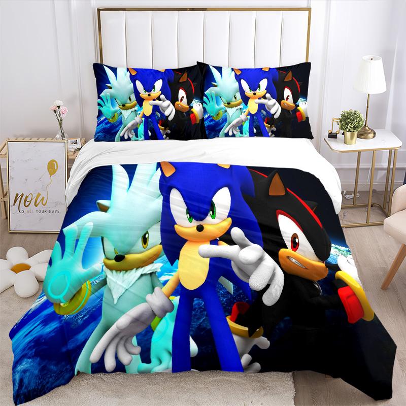 Sonic Heroes Adventure Print 3Pcs Bedding Setduvet Cover With 2 Bedropillowcase Home Birthday Gift