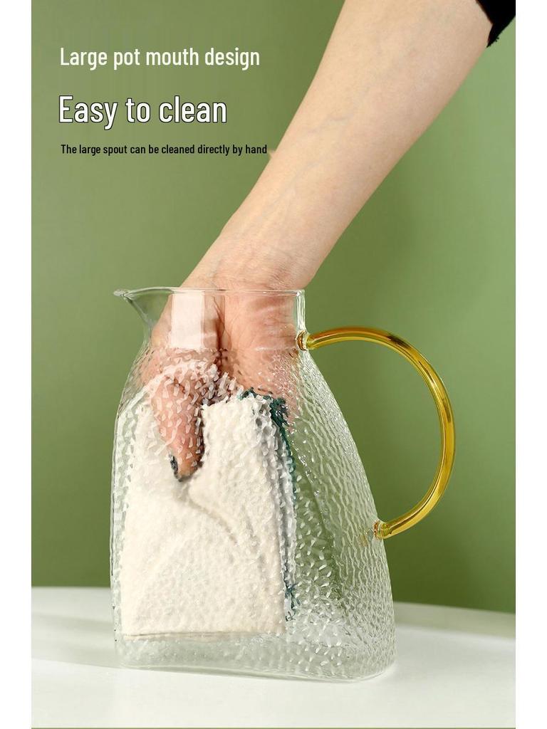 Hammered Textured Glass Pitcher: Large Capacity, Heat-Resistant, High Borosilicate for Cold Water & Juice